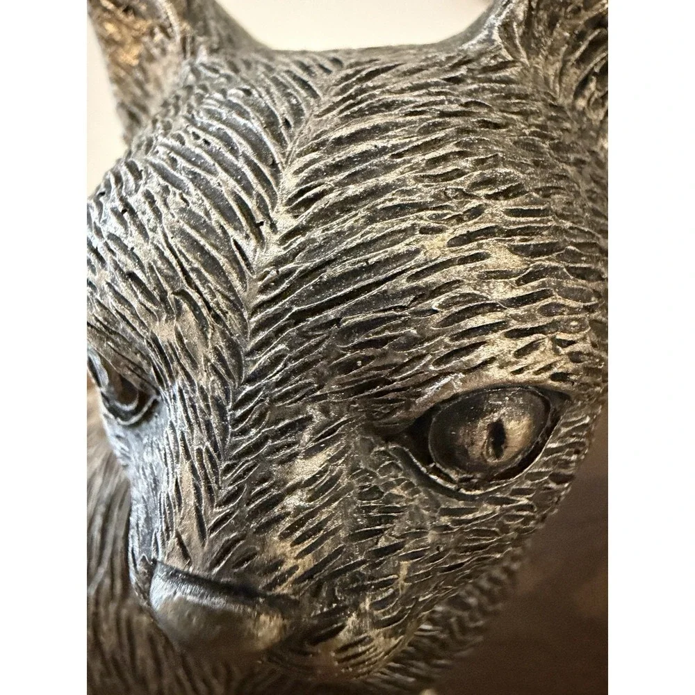 Vintage Style Gold Bronze Cat Figurine Sitting Kitty Statue Home Decor 6in‎
